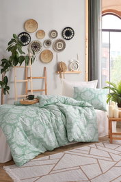 L'essentiel linge de maison Juego de funda de edredón individual Verde agua